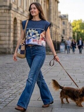 Upcycled Quilted Cropped Boxy Top M-XL Handmade Dont Throw It Out